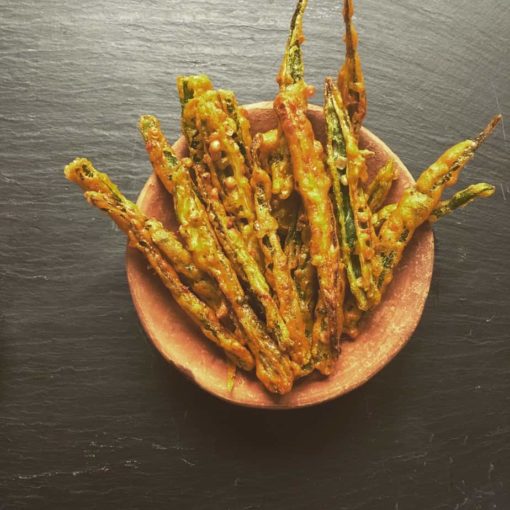 Okra fries Pure Punjabi Learn Cook Eat Meal Prep Box, Cookery School, E-learning, Weddings, Pop-up Restaurants and Privat Dining