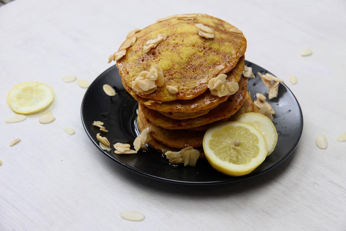 Pancake day recipe Turmeric & vanilla pancakes with agave syrup
