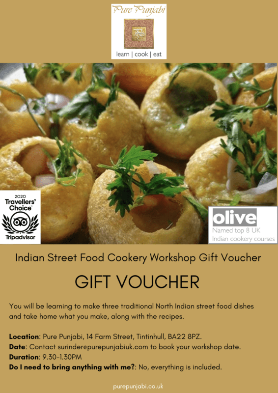 Pure Punjabi Indian Street Food cookery workshop Somerset