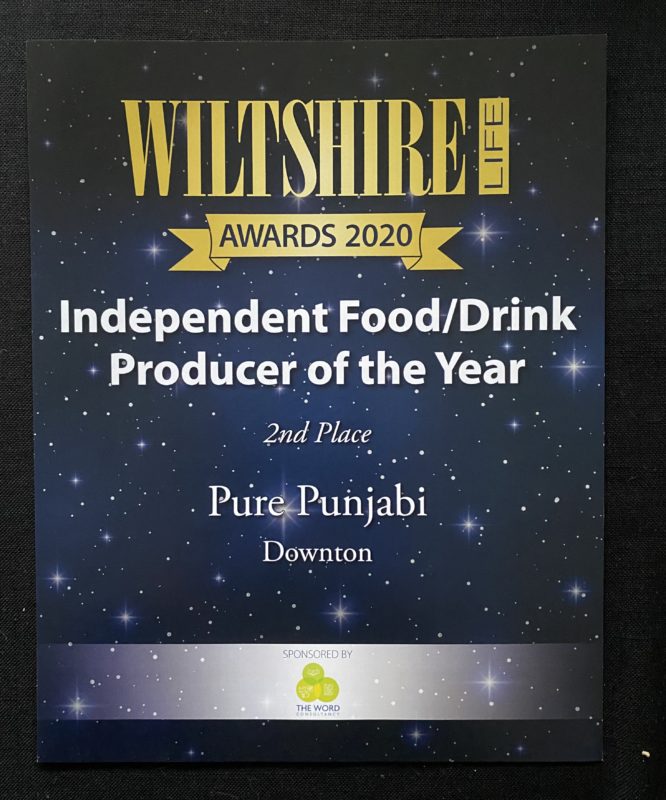 Pure Punjabi Wiltshire Life Awards finalist 2nd place