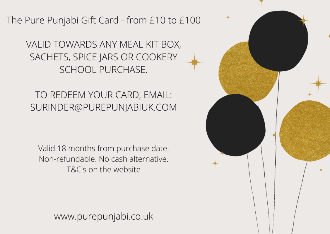Pure Punjabi Happy Birthday gift card white:balloons-from £10-£100