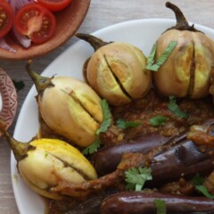 Pure Punjabi Stuffed aubergines plantbased meal prep